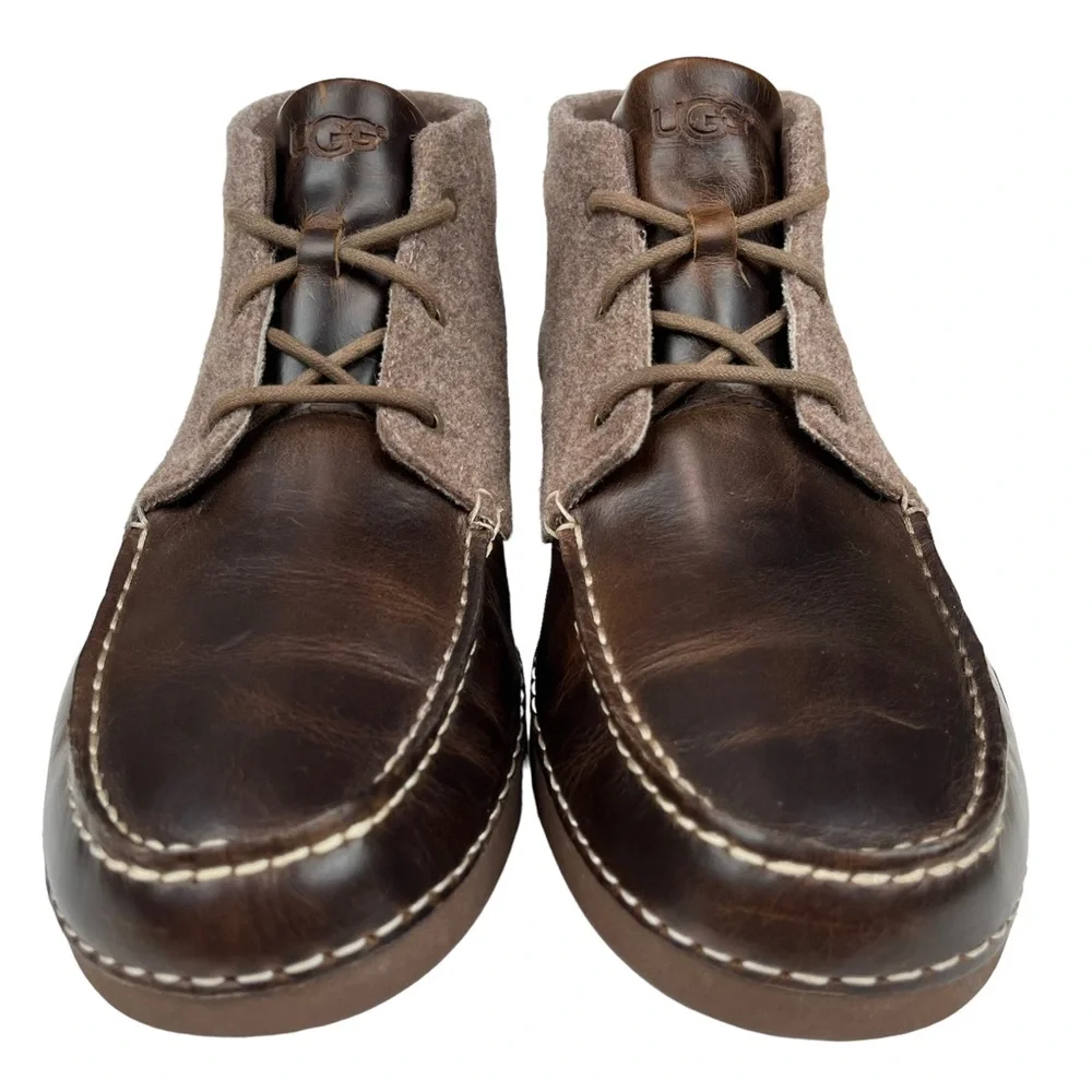 UGG Caldwell Vibram Leather Wool Chukka Boots Brown‎ Men’s Size 12 1003885
